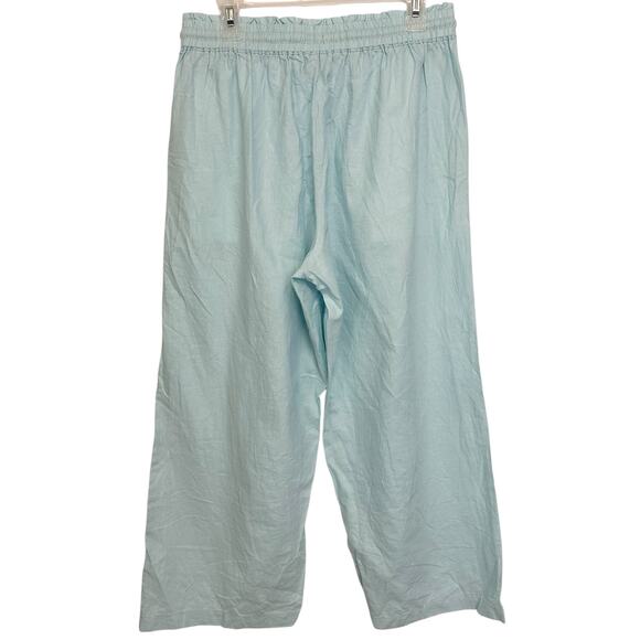 J. Crew Linen Cotton Blend Wide Leg Paperbag Pants Soft Aqua Blue BG359 Size M - Picture 6 of 11